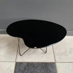 Table d'appoint en verre noir en forme de rein des années 1960