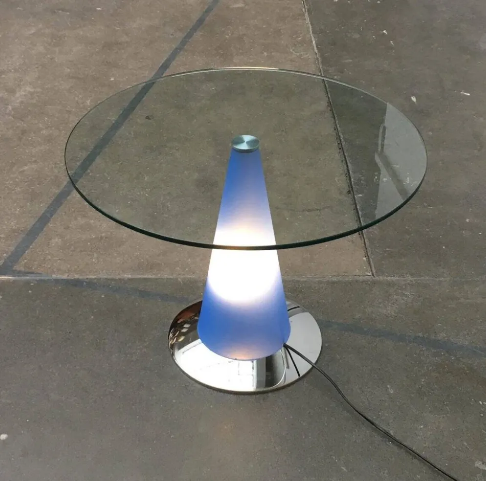 Table d'appoint et lampe sur pied Birillo postmoderne par Parisotto pour Fontana Arte, années 1980