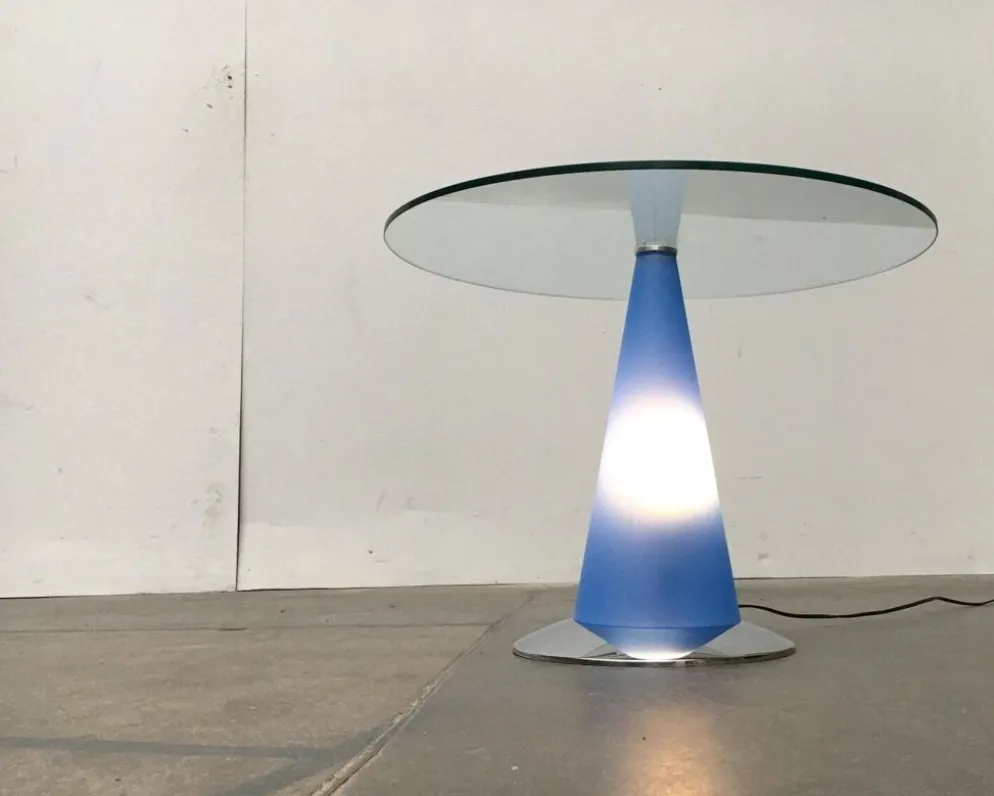Table d'appoint et lampe sur pied Birillo postmoderne par Parisotto pour Fontana Arte, années 1980