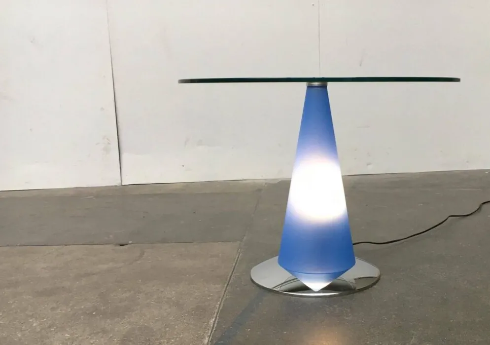 Table d'appoint et lampe sur pied Birillo postmoderne par Parisotto pour Fontana Arte, années 1980