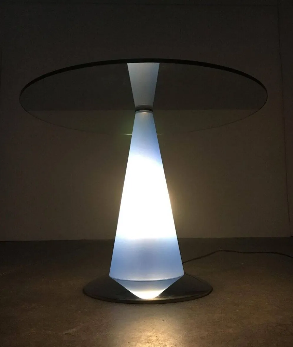 Table d'appoint et lampe sur pied Birillo postmoderne par Parisotto pour Fontana Arte, années 1980