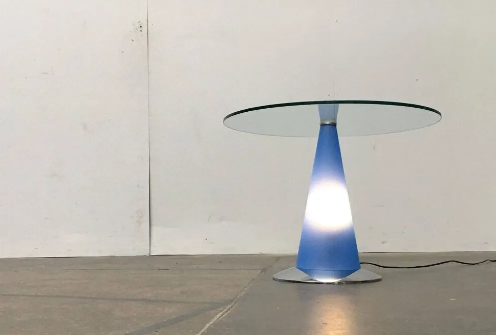 Table d'appoint et lampe sur pied Birillo postmoderne par Parisotto pour Fontana Arte, années 1980
