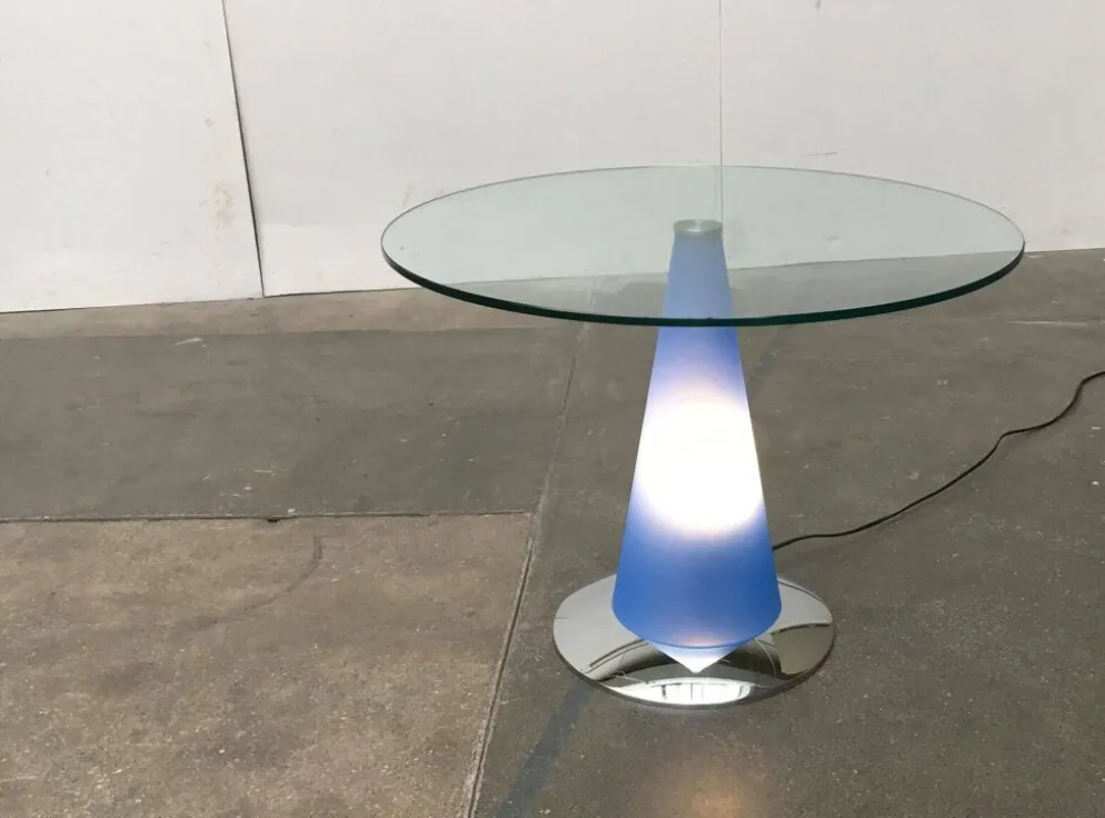 Table d'appoint et lampe sur pied Birillo postmoderne par Parisotto pour Fontana Arte, années 1980
