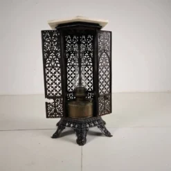Table d'appoint orientale en fonte avec plateau en marbre, fin du 19e siècle