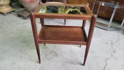 Table d'appoint ou desserte a miroir art deco en marqueterie