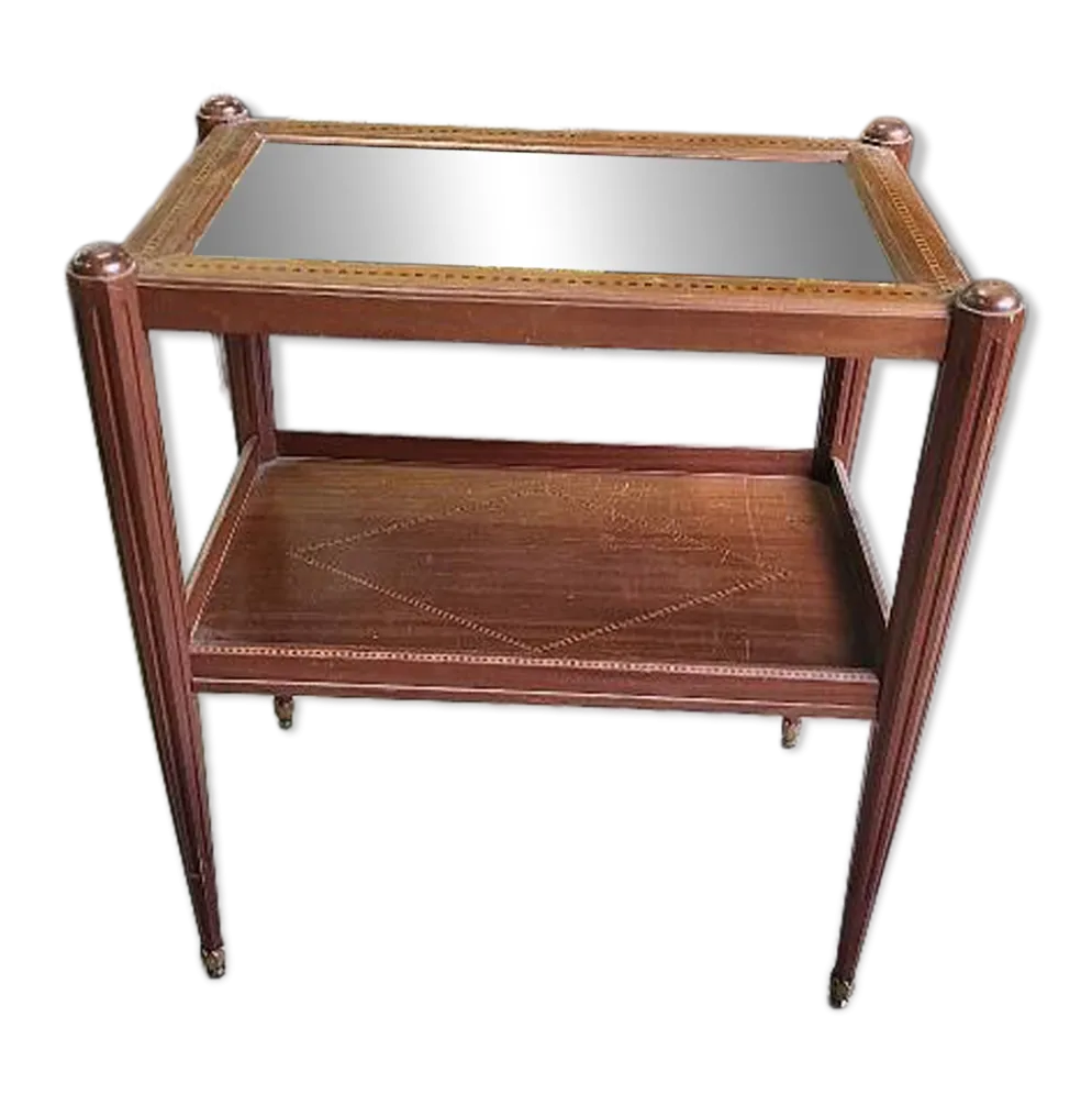 Table d'appoint ou desserte a miroir art deco en marqueterie