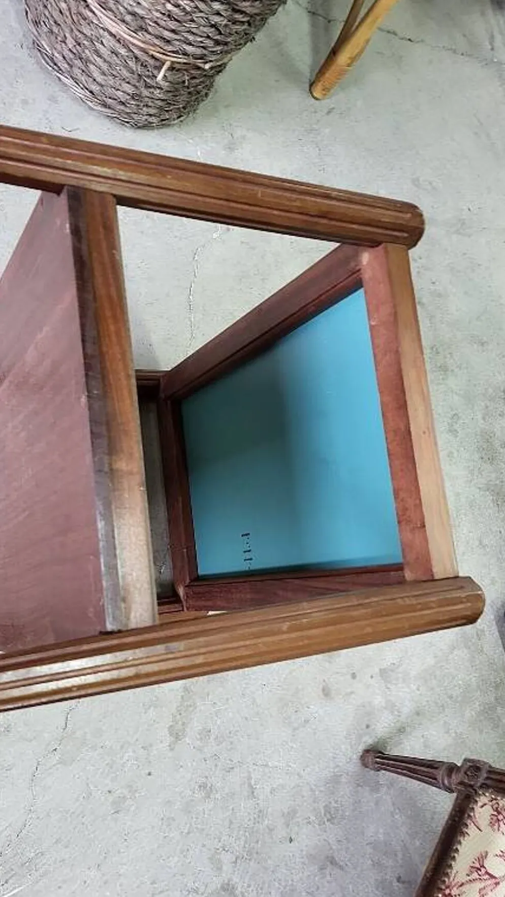 Table d'appoint ou desserte a miroir art deco en marqueterie
