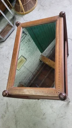 Table d'appoint ou desserte a miroir art deco en marqueterie