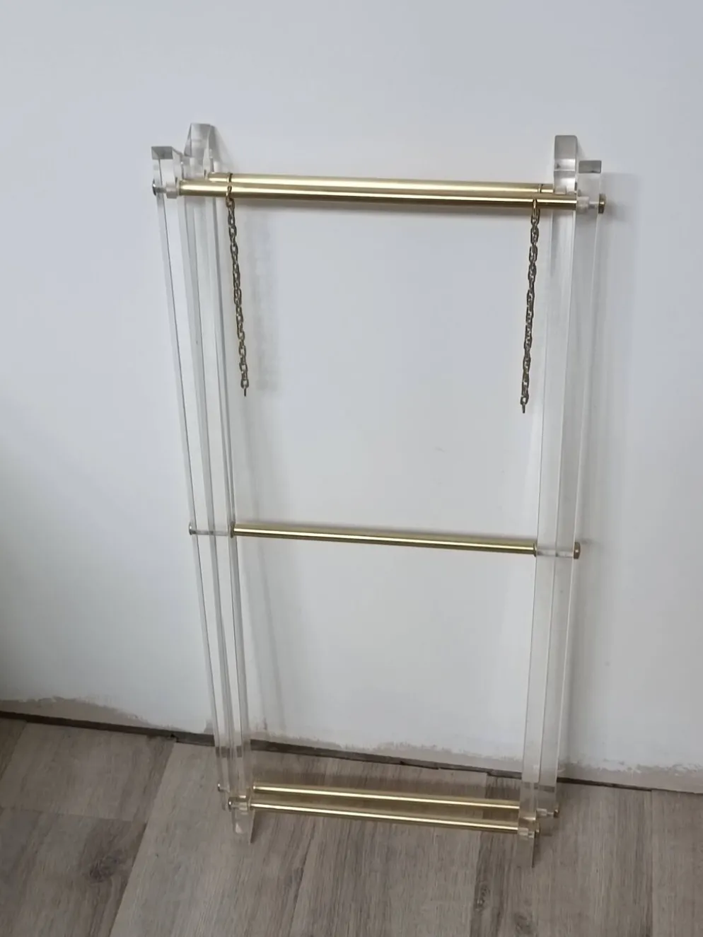 Table D'Appoint Pliante Plexiglas Laiton 1970s