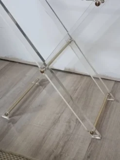 Table D'Appoint Pliante Plexiglas Laiton 1970s