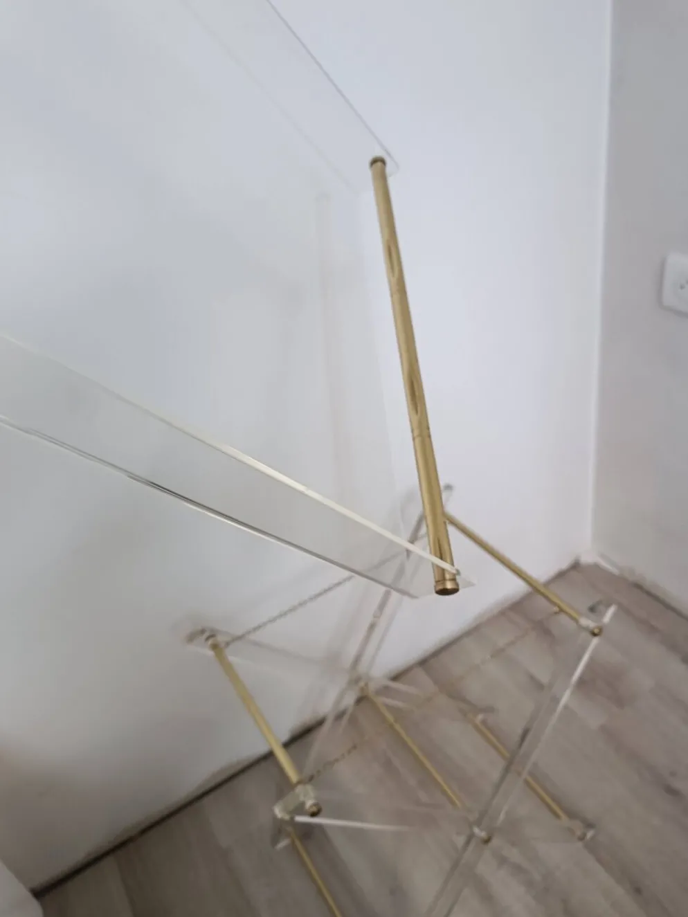 Table D'Appoint Pliante Plexiglas Laiton 1970s