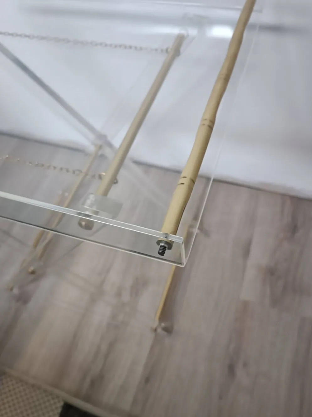 Table D'Appoint Pliante Plexiglas Laiton 1970s