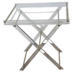 Table D'Appoint Pliante Plexiglas Laiton 1970s