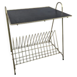 Table d'appoint porte-vinyles Revues vintage 50 60 Mid Century