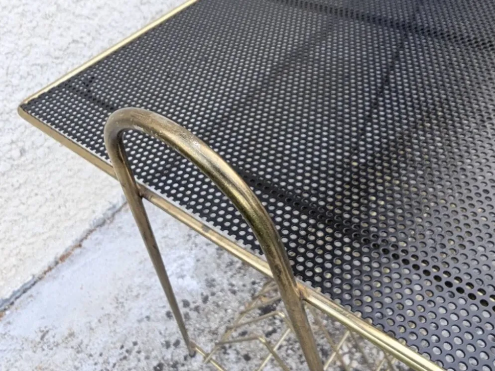 Table d'appoint porte-vinyles Revues vintage 50 60 Mid Century