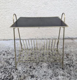 Table d'appoint porte-vinyles Revues vintage 50 60 Mid Century