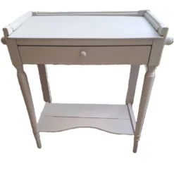 Table d'appoint repeint en bois massif avec plateau inférieur 1900
