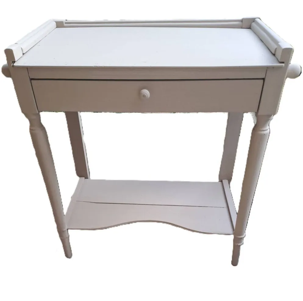 Table d'appoint repeint en bois massif avec plateau inférieur 1900