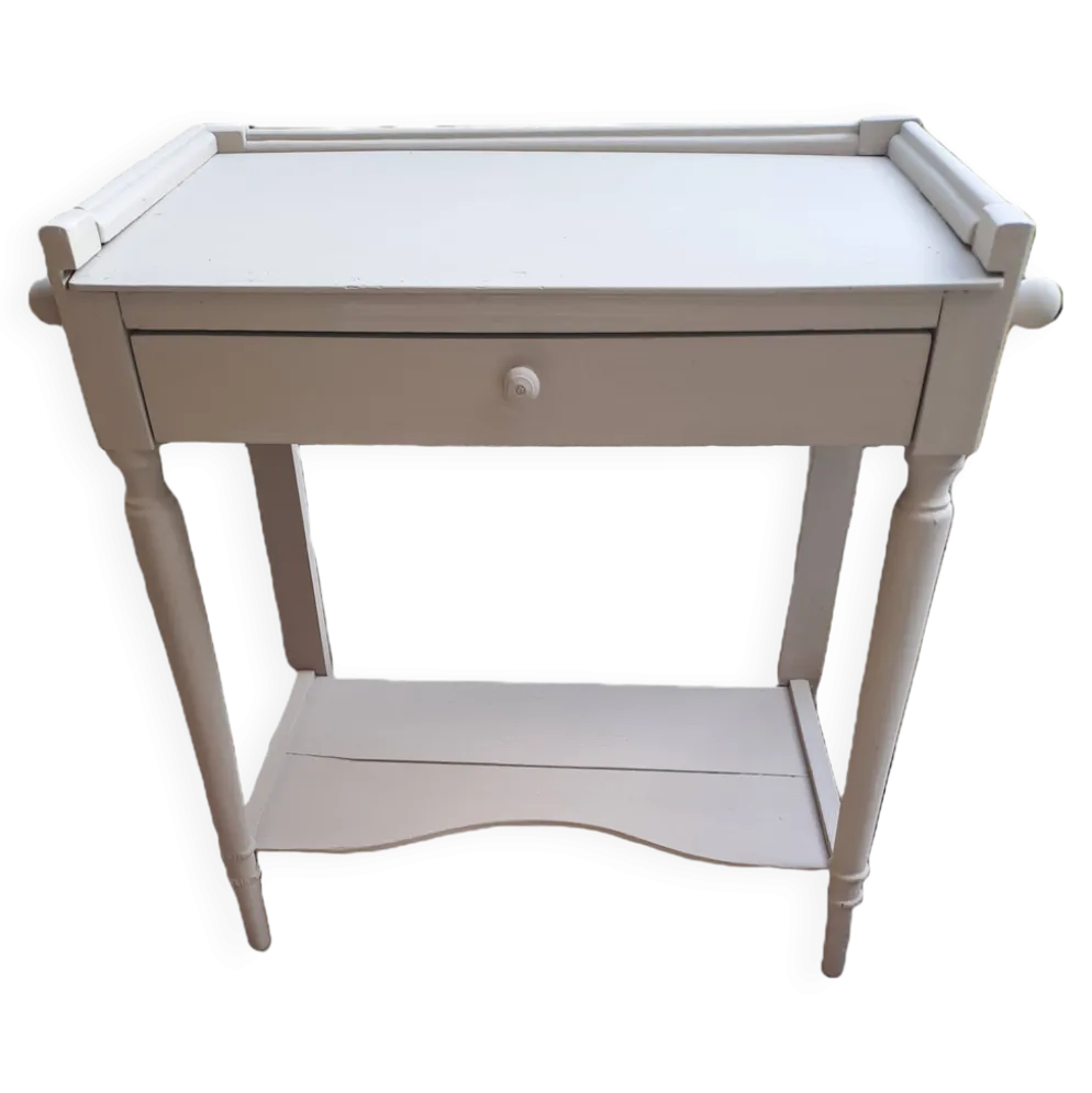 Table d'appoint repeint en bois massif avec plateau inférieur 1900