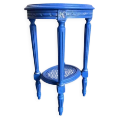 Table d'appoint ronde vintage en bois bleu / guéridon / support