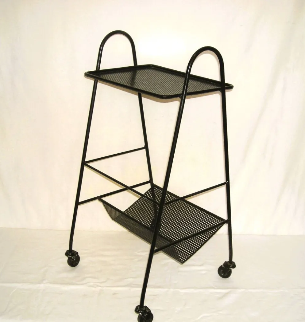 Table d' appoint à roulettes et porte-livres des années 50