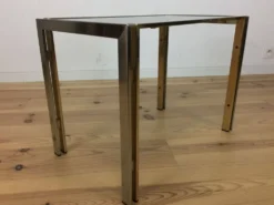 Table d'appoint 70's chrome et doré, Hollywood Regency, bout de canapé