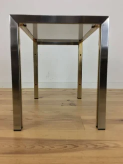 Table d'appoint 70's chrome et doré, Hollywood Regency, bout de canapé