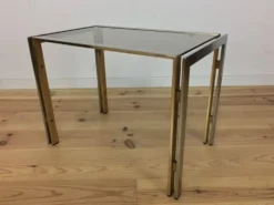 Table d'appoint 70's chrome et doré, Hollywood Regency, bout de canapé