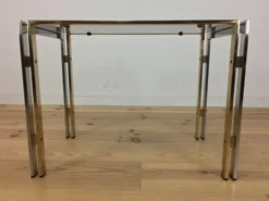Table d'appoint 70's chrome et doré, Hollywood Regency, bout de canapé