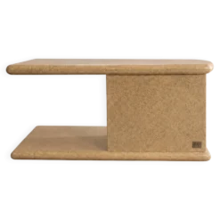 Table d’appoint signé Jean-Claude Mahey bois et résine mouchetée beige