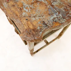 Table d'appoint 2 tiroirs en bois patiné - 20ème siècle