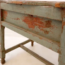 Table d'appoint 2 tiroirs en bois patiné - 20ème siècle