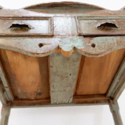 Table d'appoint 2 tiroirs en bois patiné - 20ème siècle