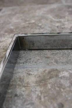 Table d’appoint verre, chrome « Gebra », années 80, étiquette d'origine