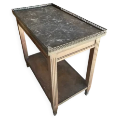 Table d’appoint vintage en bois et plateau marbré