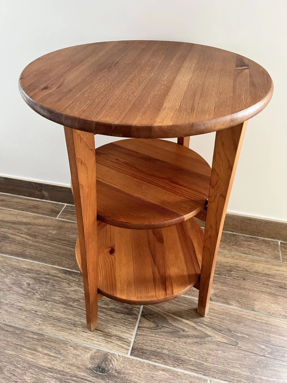Table d'appoint vintage IKEA Olsvik en pin massif (Années 2000)