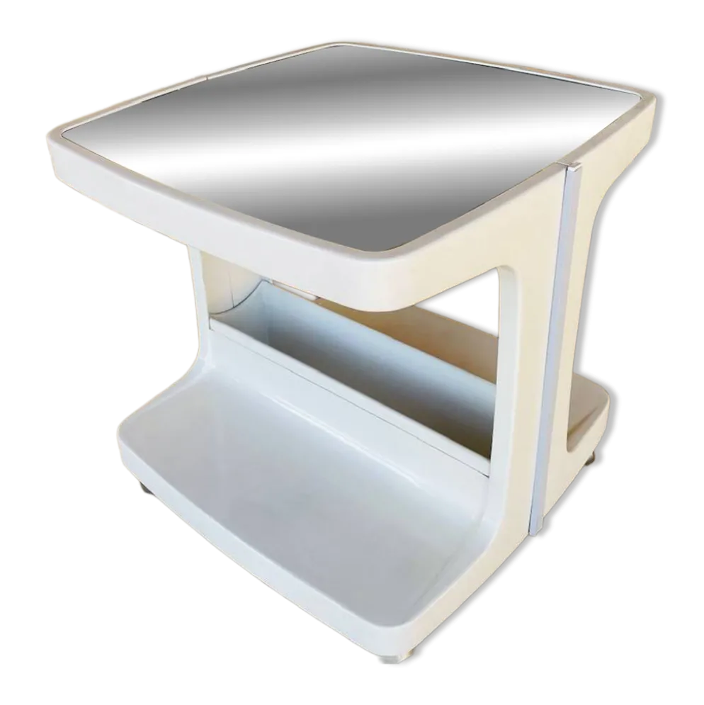 Table d'appoint Vintage sur roulettes avec rangement, édition Flair 1970s