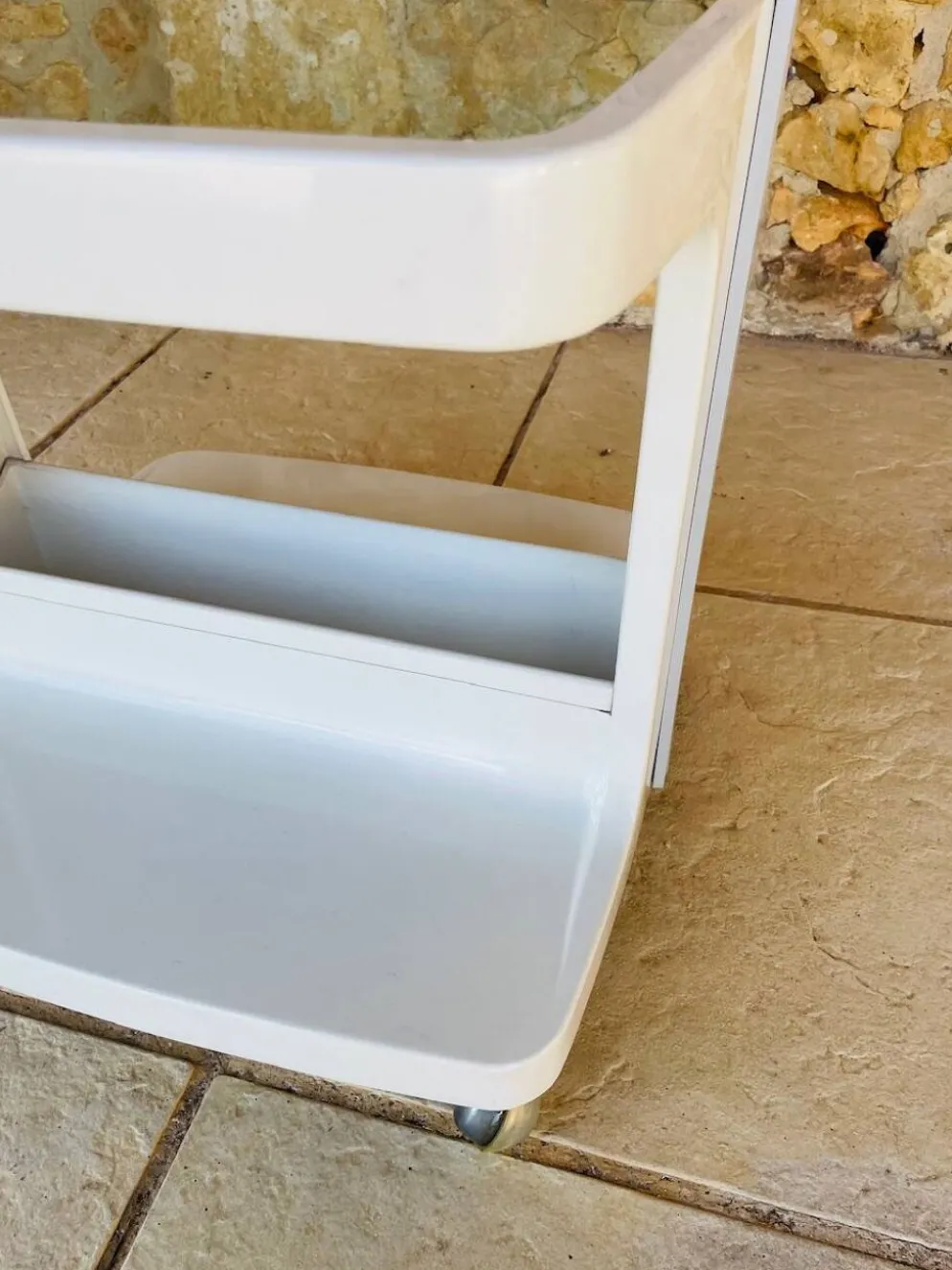 Table d'appoint Vintage sur roulettes avec rangement, édition Flair 1970s