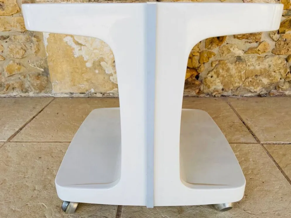 Table d'appoint Vintage sur roulettes avec rangement, édition Flair 1970s