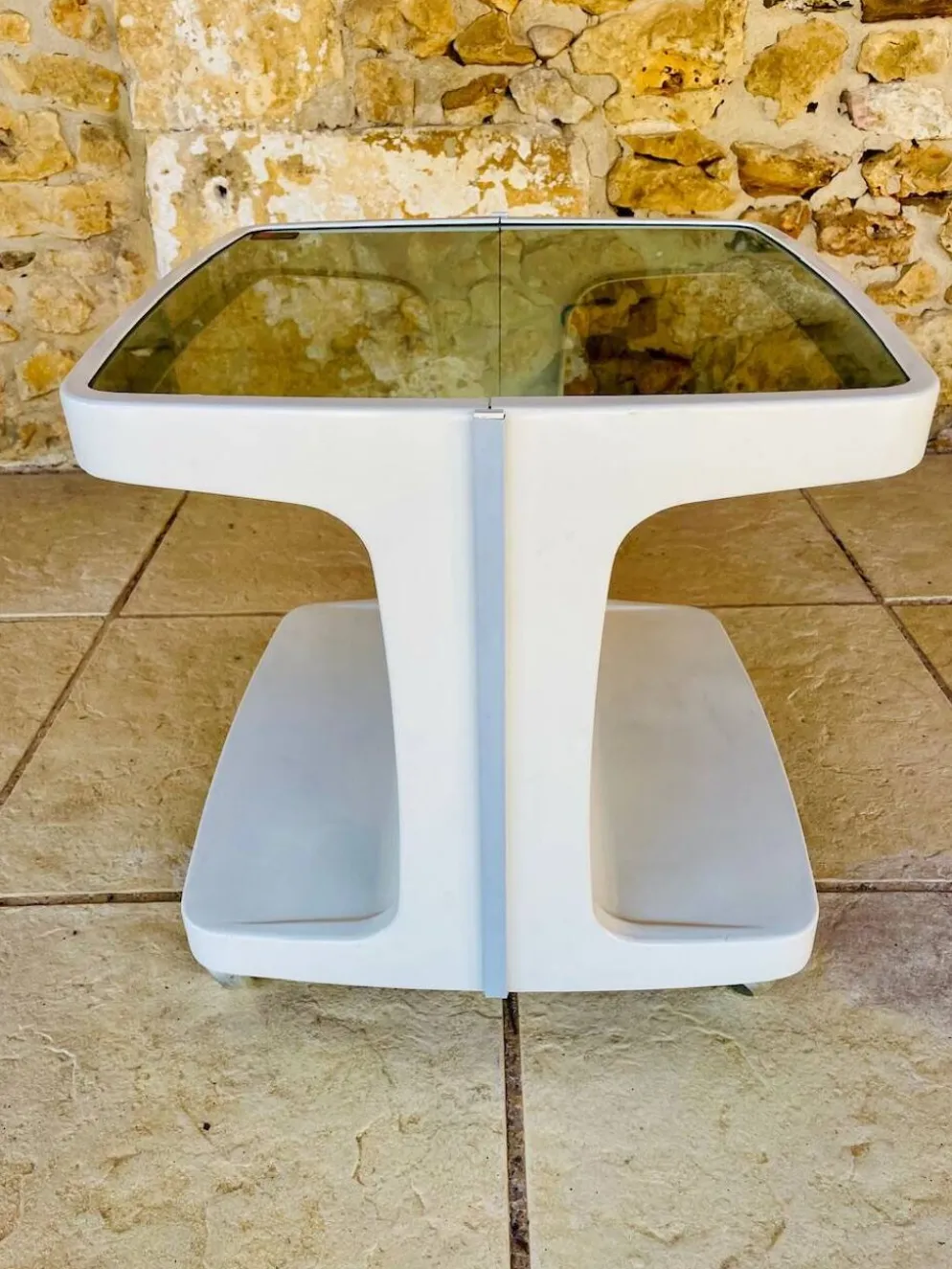 Table d'appoint Vintage sur roulettes avec rangement, édition Flair 1970s