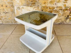 Table d'appoint Vintage sur roulettes avec rangement, édition Flair 1970s
