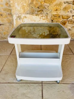 Table d'appoint Vintage sur roulettes avec rangement, édition Flair 1970s