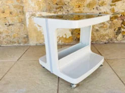 Table d'appoint Vintage sur roulettes avec rangement, édition Flair 1970s