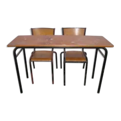 Table d'école et ses 2 chaises Mullca années 60/70