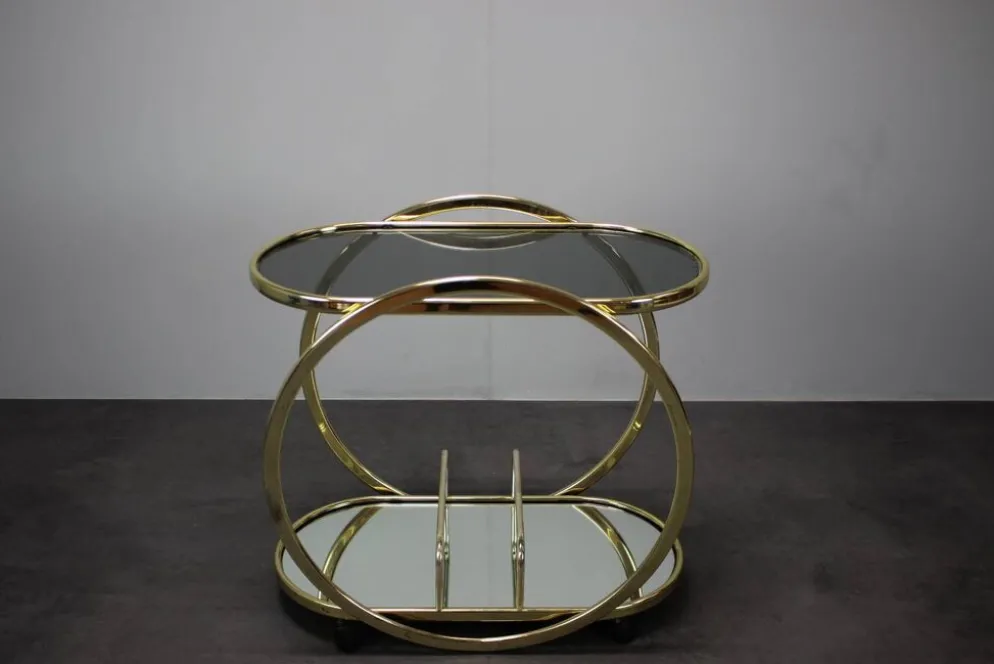 Table de bar à cocktails du milieu du siècle en laiton, années 1970, Allemagne