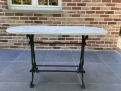 Table de bistro en fonte et marbre d'époque art nouveau