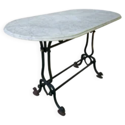 Table de bistro en fonte et marbre d'époque art nouveau