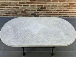 Table de bistro en fonte et marbre d'époque art nouveau