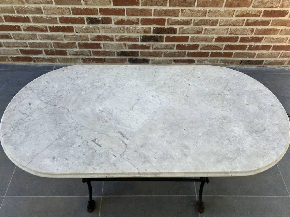 Table de bistro en fonte et marbre d'époque art nouveau