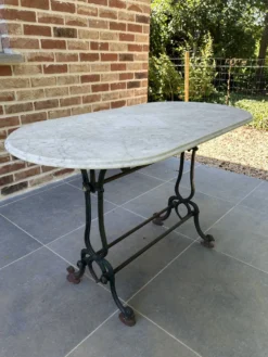 Table de bistro en fonte et marbre d'époque art nouveau